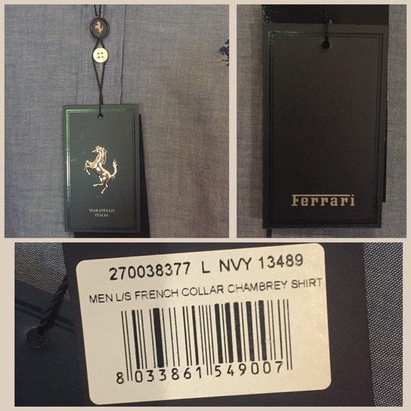 🆕NWT Men's Ferrari French Collar Chambrey Shirt - Picture 8 of 8